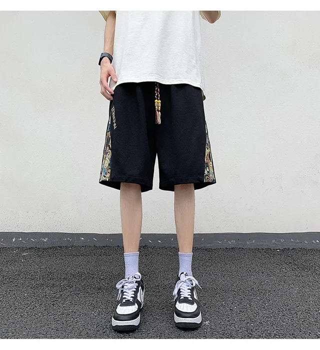 Men's 2025 Summer Embroidered Shorts with Cartoon Bear Detail