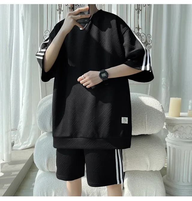 Men's Summer Loose Jacquard Tracksuit Detail