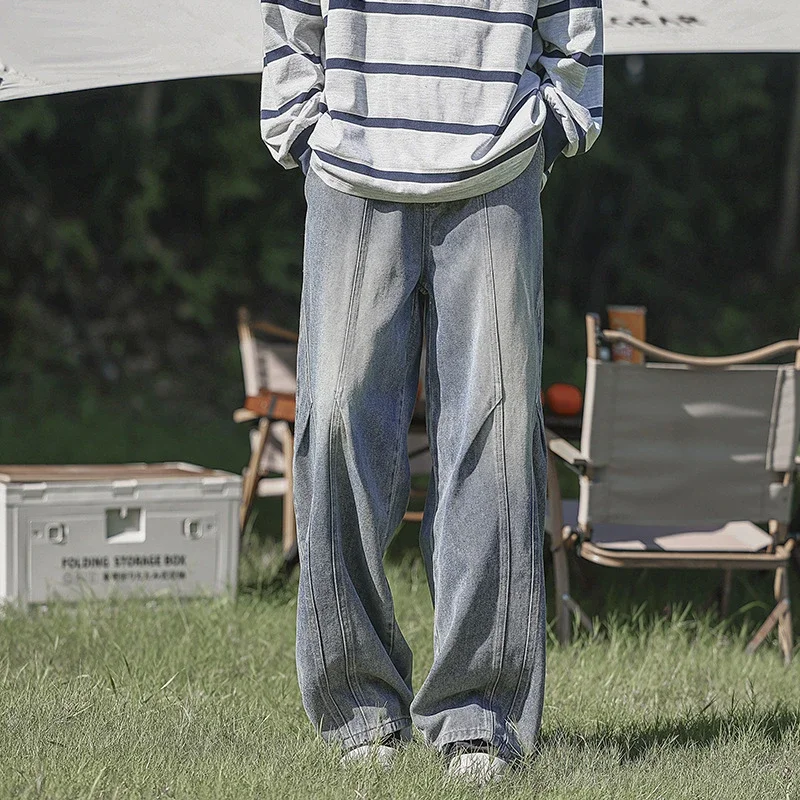 Deconstructed Striped Vintage Straight Jeans