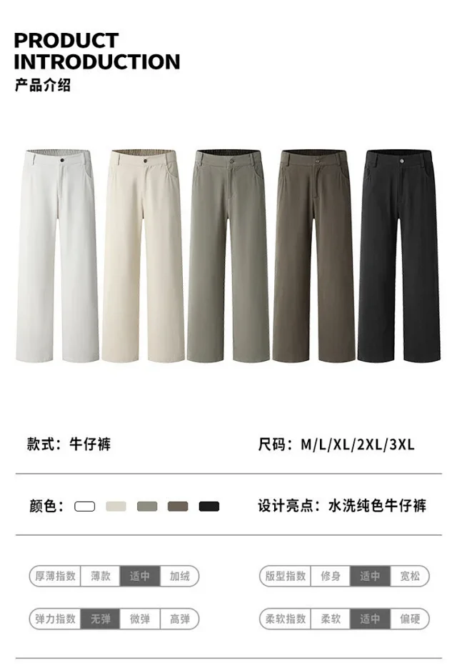 Men's Basic Black Jeans (Spring/Autumn) Detail