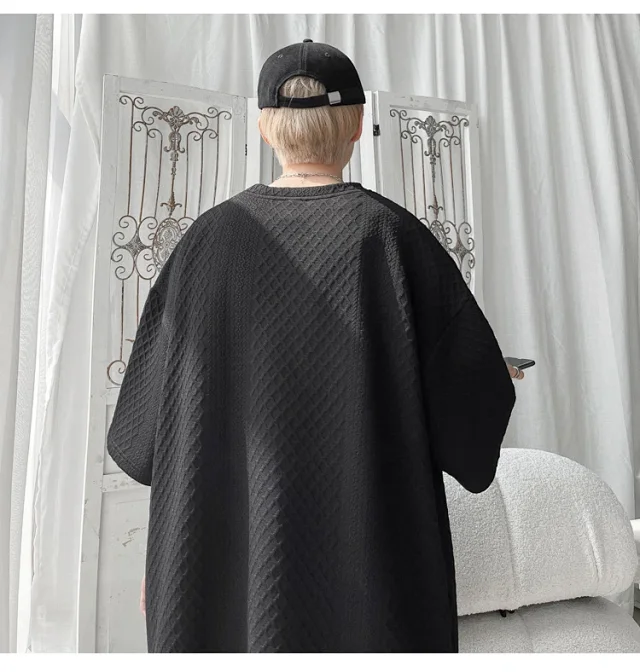 Men's Loose Jacquard T-shirt & Shorts Set Detail