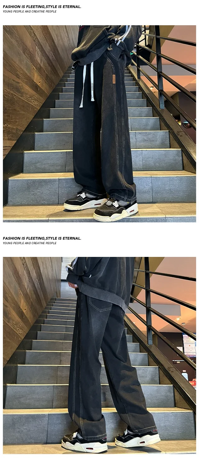 Men's Retro Wide - leg Cargo Jeans Detail