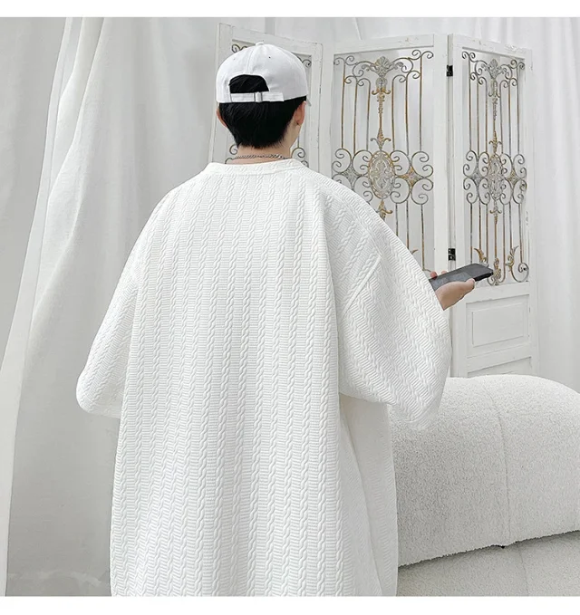 Men's Summer Loose Jacquard T-shirt & Shorts Set Detail