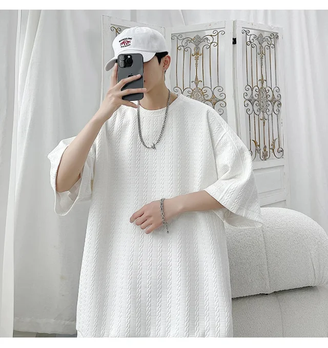 Men's Summer Loose Jacquard T-shirt & Shorts Set Detail