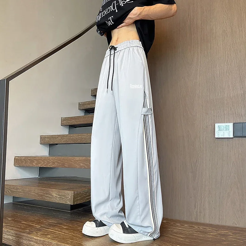 Men's 2025 Summer Ice Silk Wide - Leg Pants