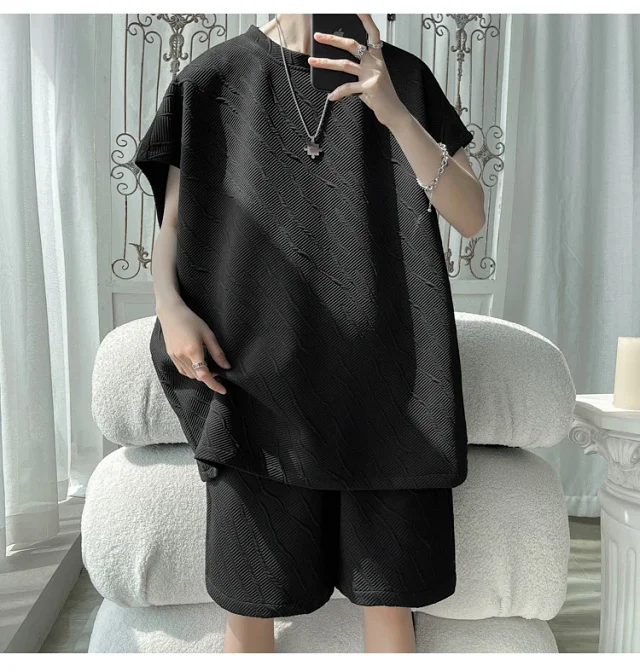 Men's Summer Loose Jacquard Sleeveless Set Detail