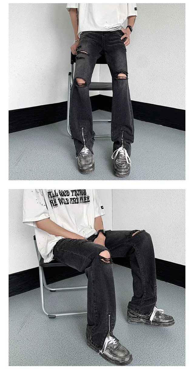 Men's Summer Thin Washed Ripped Jeans Detail