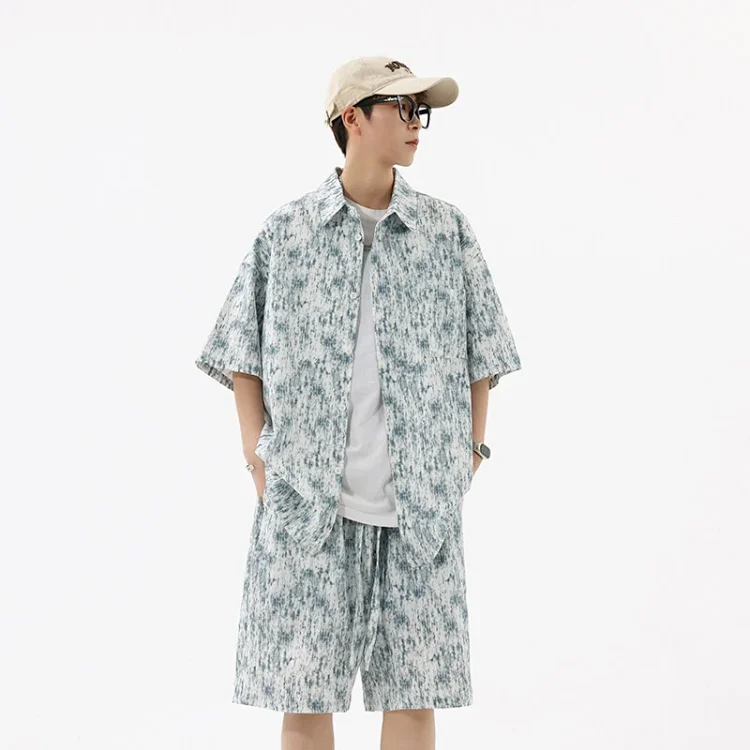 Men's Tie - Dye Short - Sleeve Shirt Set