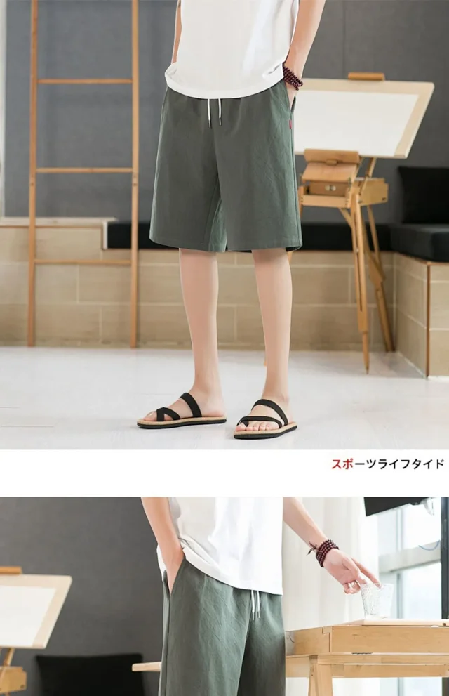 Men's Cotton Shorts Summer Loose Straight Detail