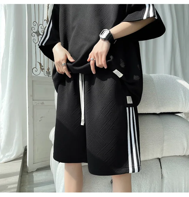 Men's Summer Loose Jacquard Tracksuit Detail