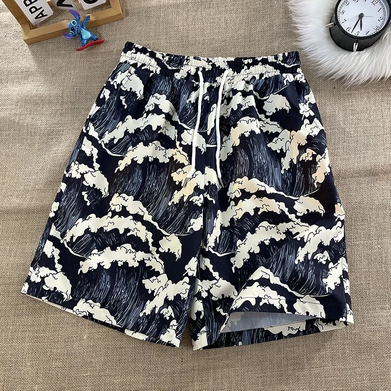 Men's Summer Wave Print Loose Shorts