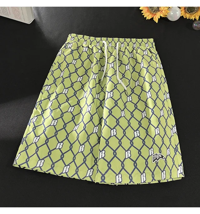 Men's Summer Plaid Patchwork Beach Shorts Detail