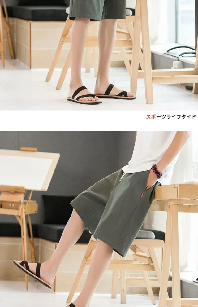 Men's Cotton Shorts Summer Loose Straight Detail