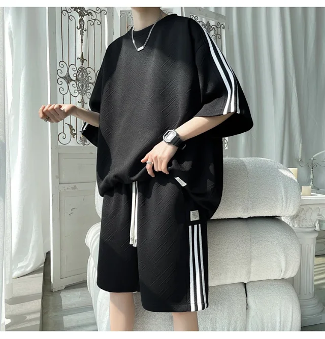 Men's Summer Loose Jacquard Tracksuit Detail