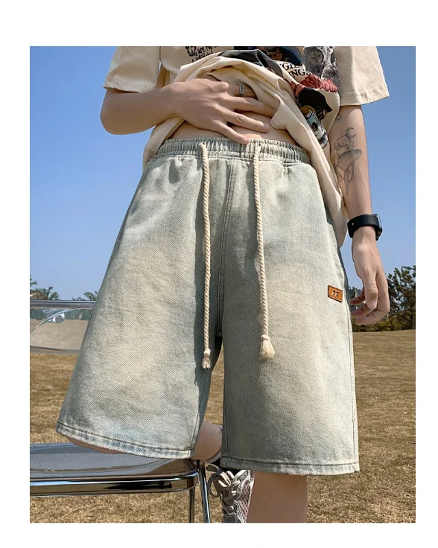 Men's Summer Breathable Cotton Denim Shorts Detail