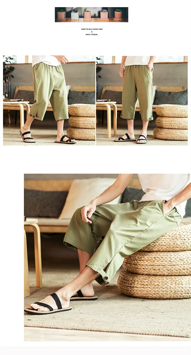 Men's Summer Linen Shorts Detail