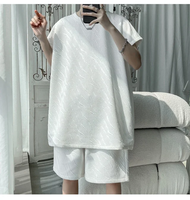 Men's Summer Loose Jacquard Sleeveless Set Detail