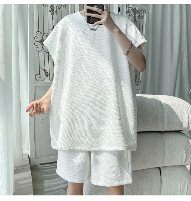 Men's Summer Loose Jacquard Sleeveless Set Detail