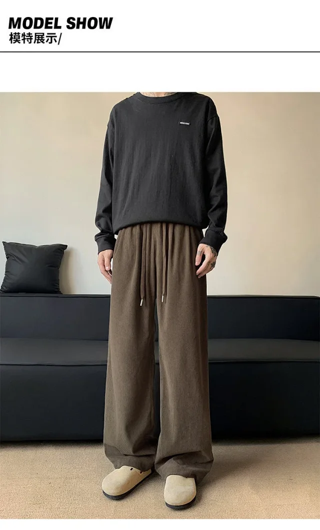 Khaki Wide-Leg Sport Pants Detail