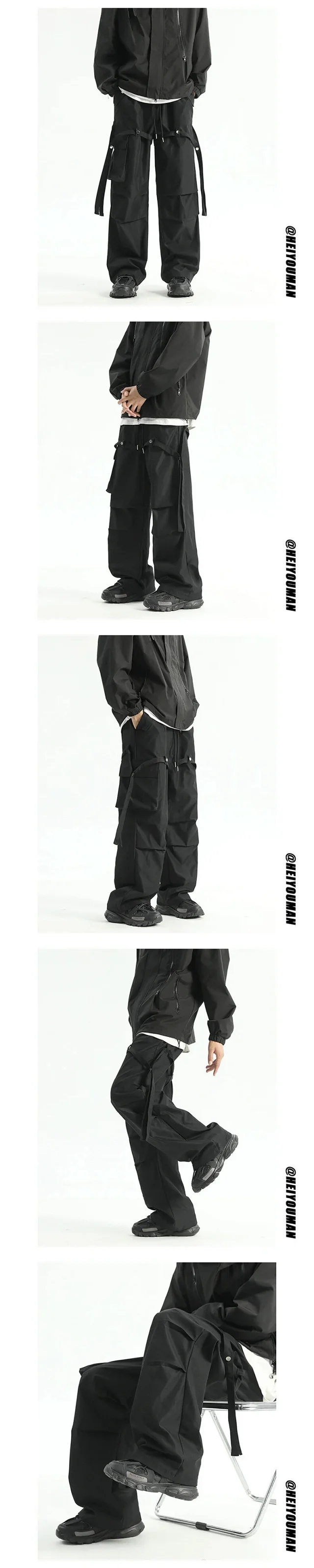 Men's Summer Oversize Straight Cargo Pants Detail
