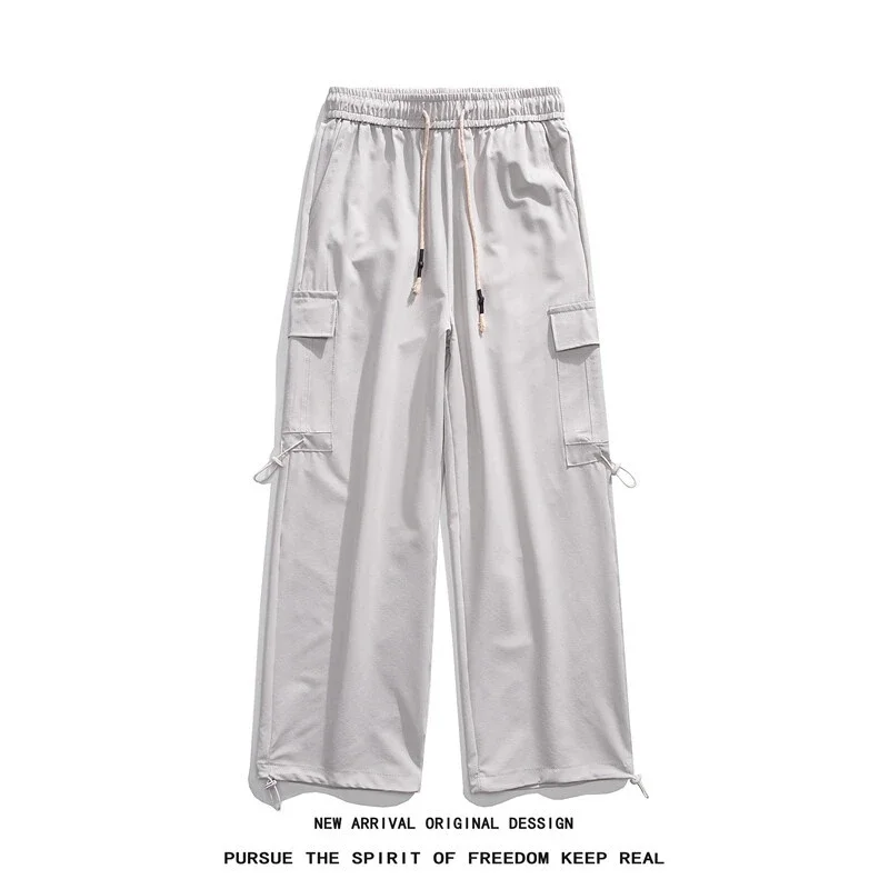 Wine Red Quick - Dry Ice Silk Men's Summer Casual Pants