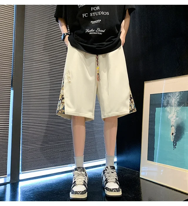 Men's 2025 Summer Embroidered Shorts with Cartoon Bear Detail