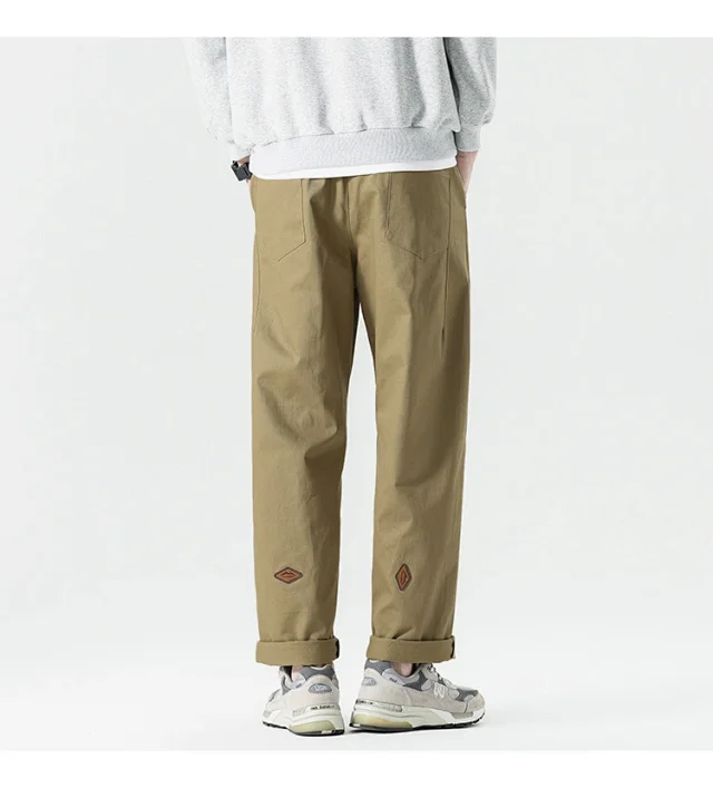Autumn Men's Retro Japanese Straight Cargo Pants Detail