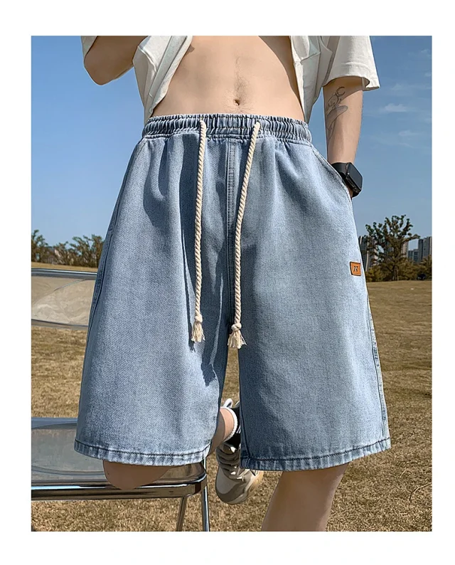 Men's Summer Breathable Cotton Denim Shorts Detail