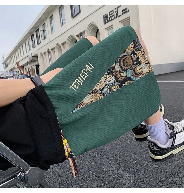 Men's 2025 Summer Embroidered Shorts with Cartoon Bear Detail
