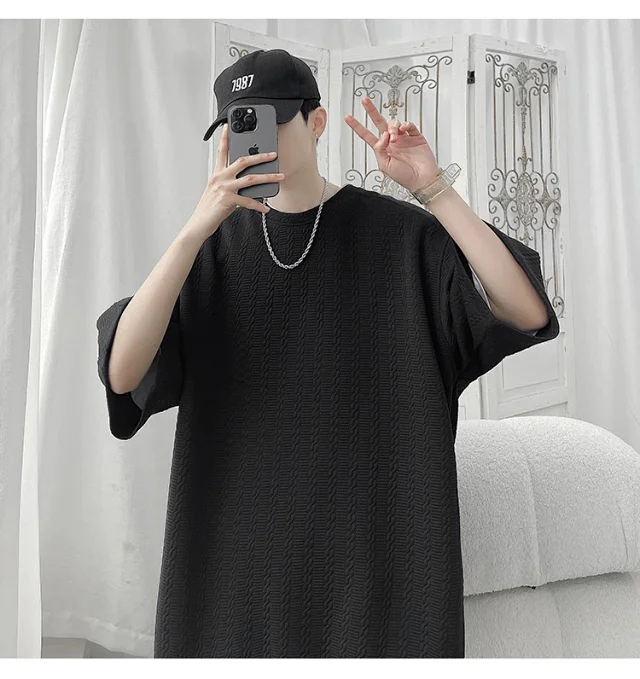 Men's Summer Loose Jacquard T-shirt & Shorts Set Detail