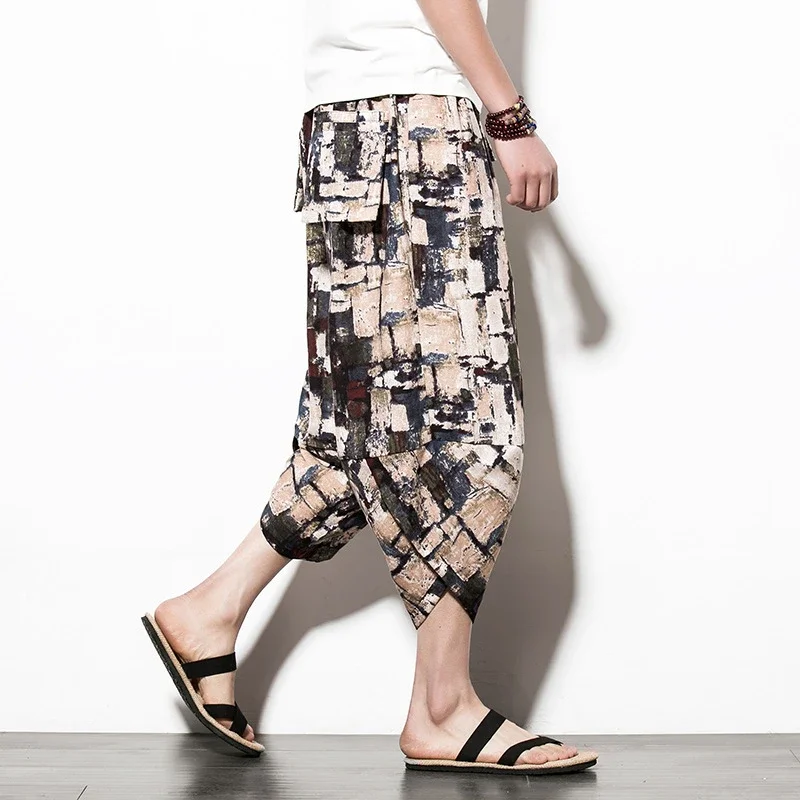 Men's 3/4-length Ethnic Cotton-Linen Pants