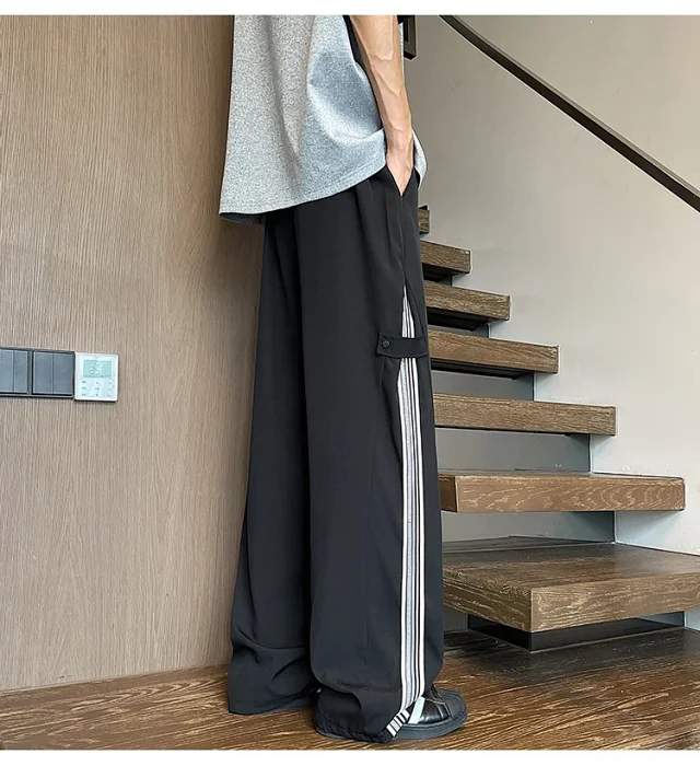 Men's 2025 Summer Ice Silk Wide - Leg Pants Detail