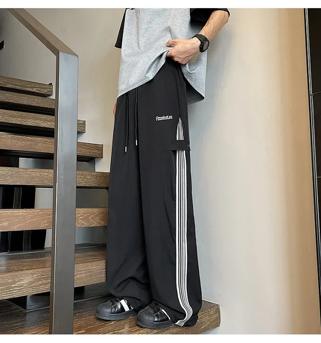 Men's 2025 Summer Ice Silk Wide - Leg Pants Detail