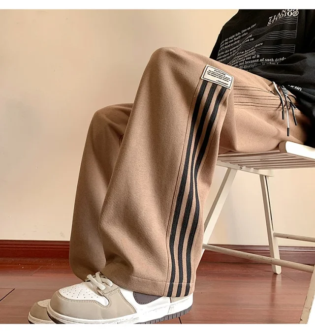 Japanese Oversize Men's Spring Retro Stripe Pants Detail
