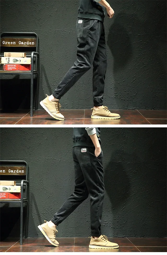 Men's Corduroy Joggers with Fleece Detail