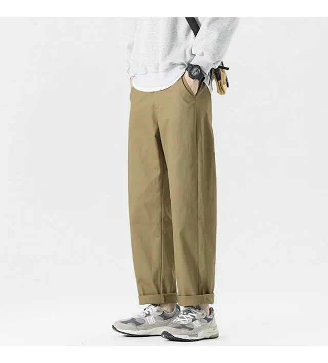 Autumn Men's Retro Japanese Straight Cargo Pants Detail