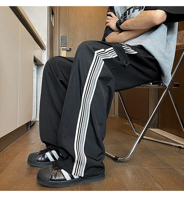 Men's 2025 Summer Ice Silk Wide - Leg Pants Detail