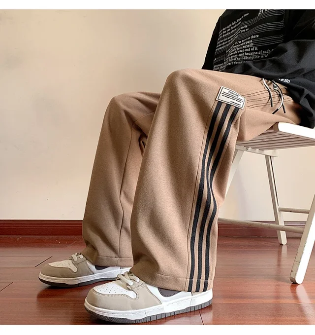 Japanese Oversize Men's Spring Retro Stripe Pants Detail