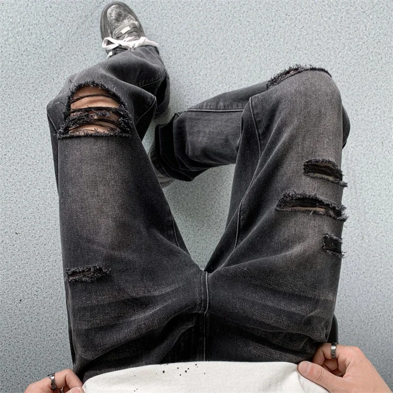 Men's Summer Thin Washed Ripped Jeans