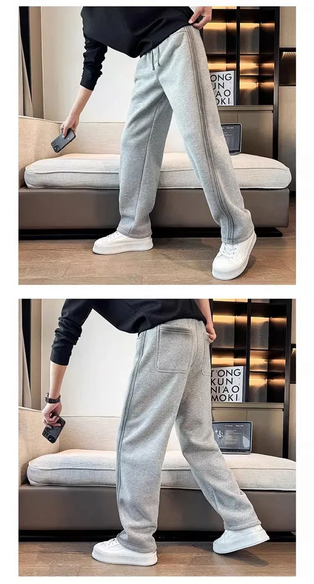 Spring Autumn Men's Casual Straight Pants Detail