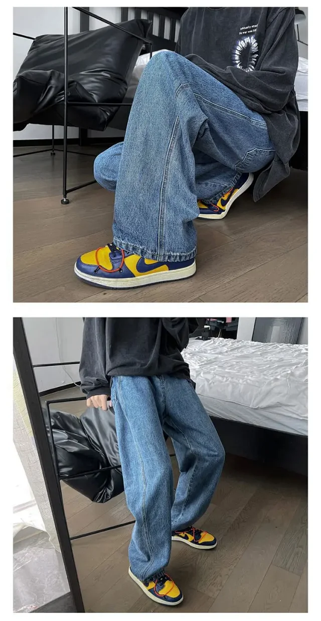 Retro Hong Kong Style Men's Loose Wide - leg Oversize Pants Detail
