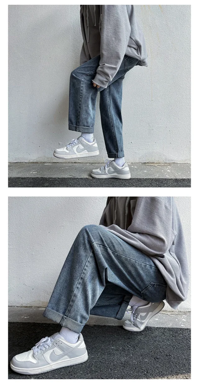 Men's Loose Straight Fleece Jeans Detail