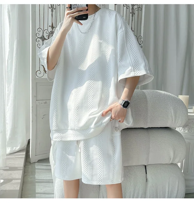 Summer Loose Jacquard Men's Sport Set Detail