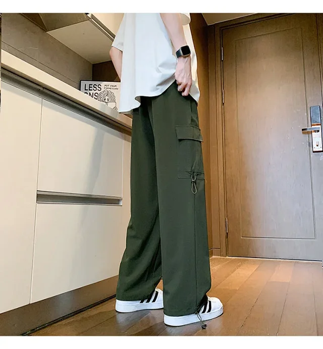 Maroon Quick - Dry Ice Silk Men's Summer Cargo Pants Detail