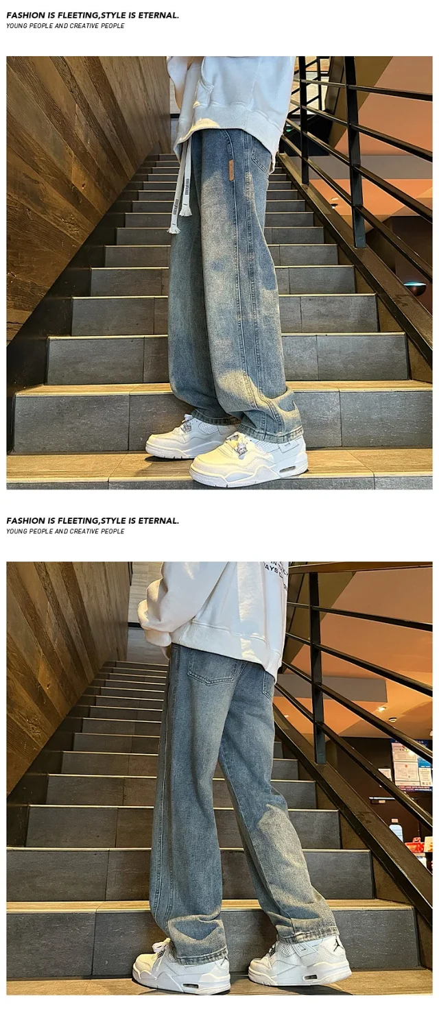 Men's Retro Wide - leg Cargo Jeans Detail