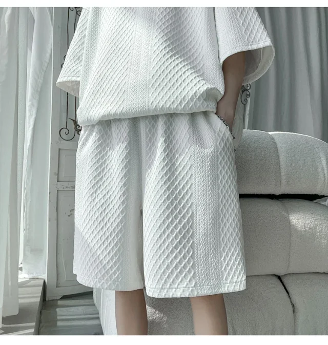 Men's Loose Jacquard T-shirt & Shorts Set Detail