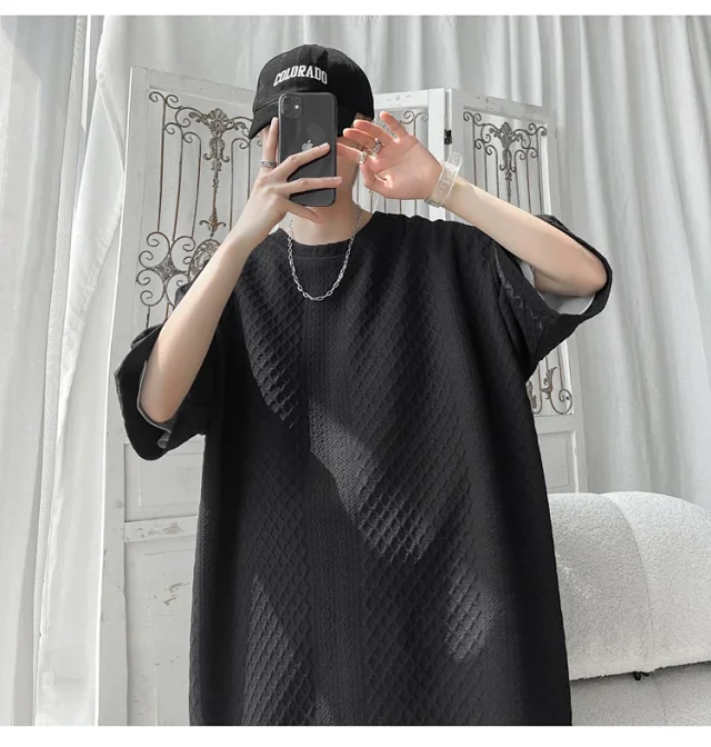 Men's Loose Jacquard T-shirt & Shorts Set Detail
