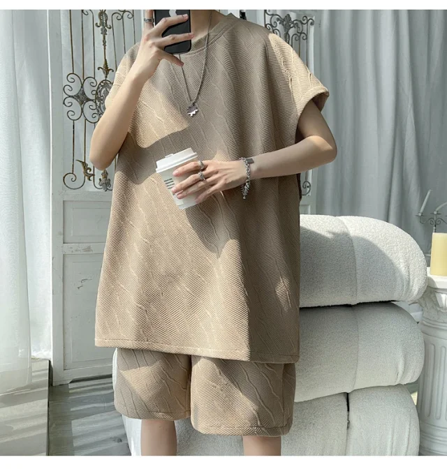 Men's Summer Loose Jacquard Sleeveless Set Detail
