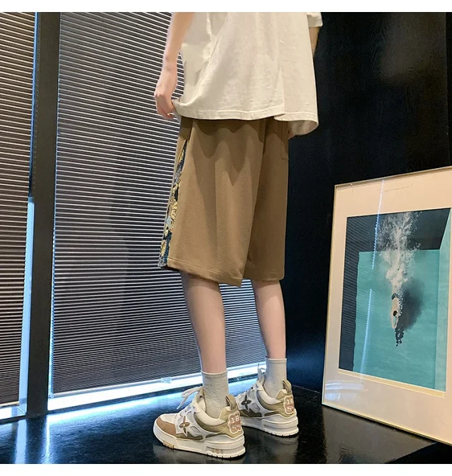 Men's 2025 Summer Embroidered Shorts with Cartoon Bear Detail
