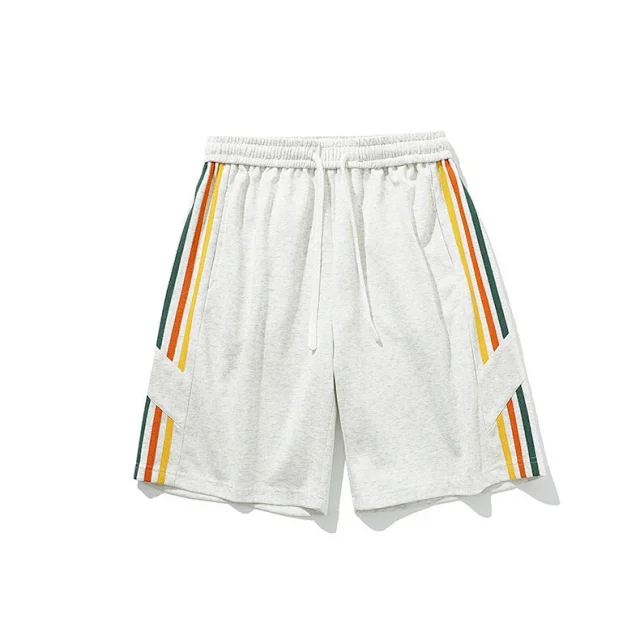 Men's Summer Basketball Shorts with Rainbow Ribbon Stripe Detail